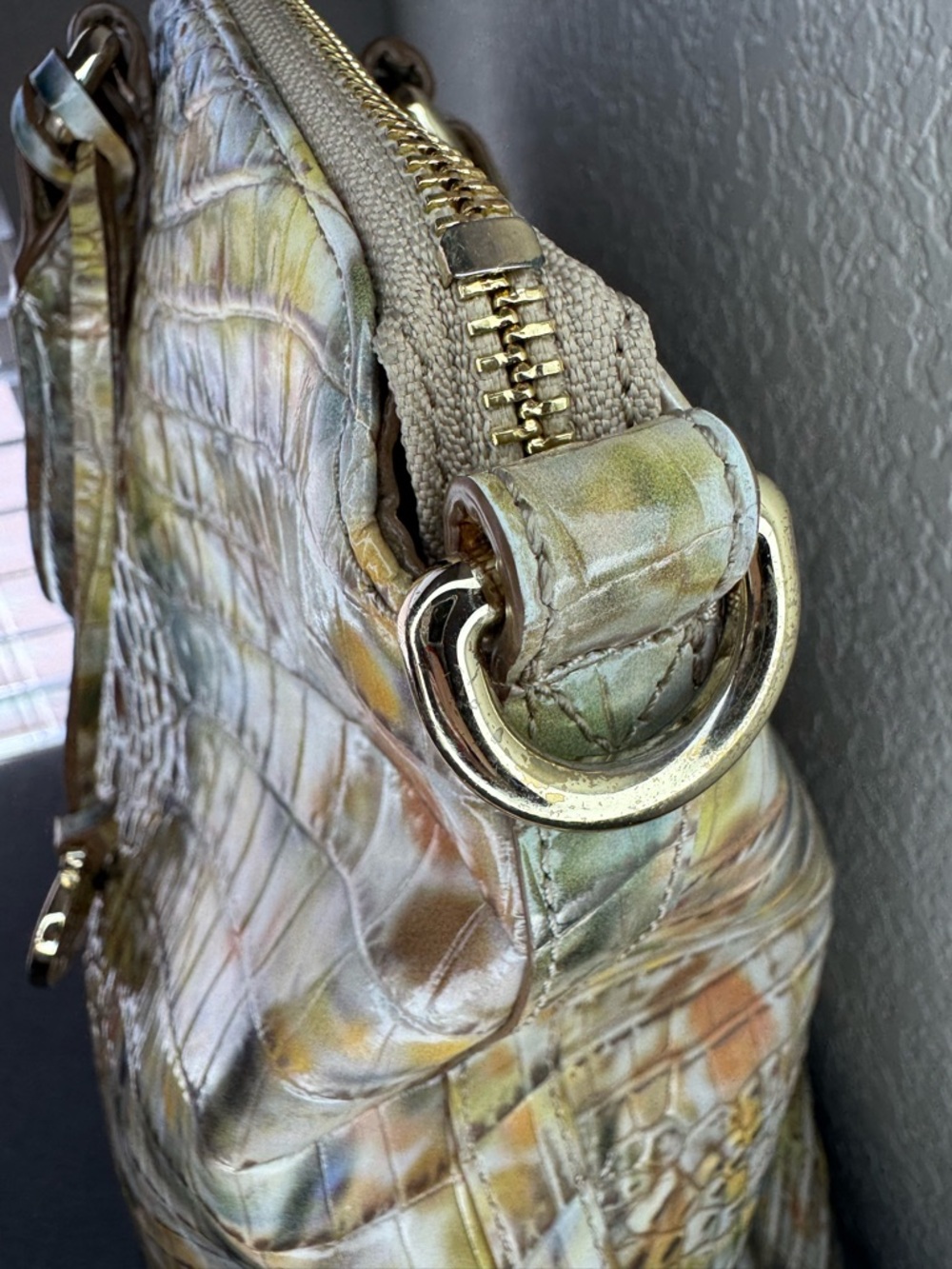 Brahmin Large Duxbury Satchel Poppy Seed Melbourne Leather Croc Embossed Bag - Picture 11 of 16